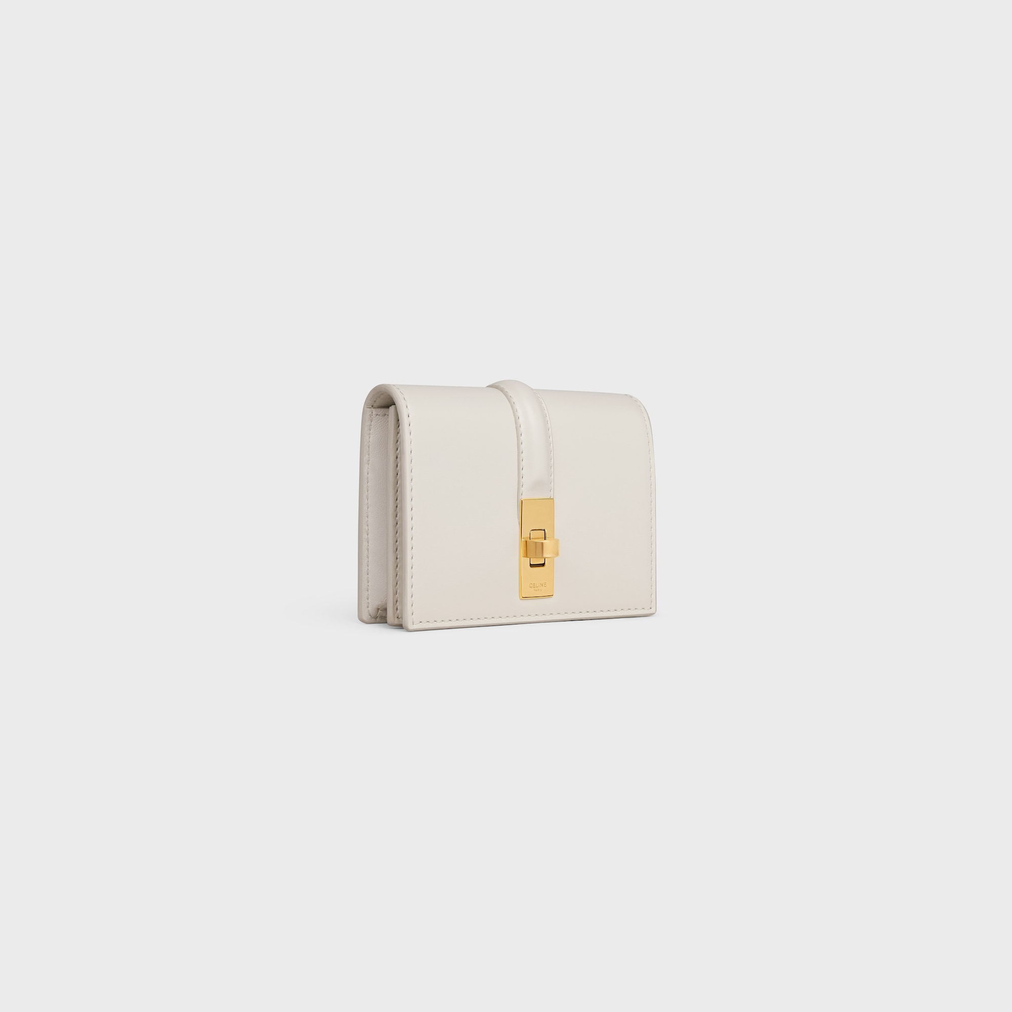 CARD HOLDER WITH FLAP 16 IN SATINATED CALFSKIN WHITE COTTON - Image 2